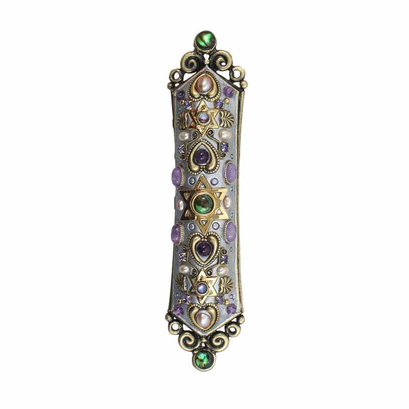 Abalone and Amethyst Mezuzah