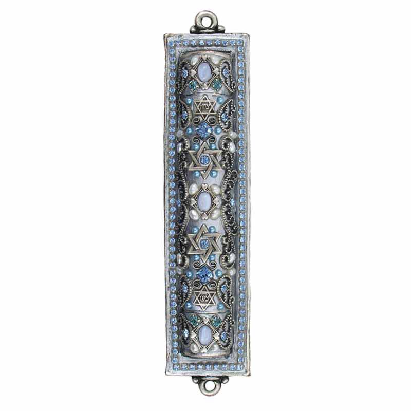 Mezuzah in Silver and Blue
