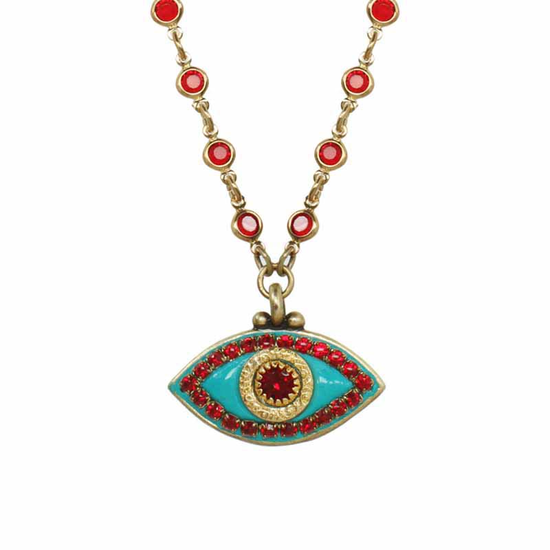 Red and Turquoise Evil Eye Necklace