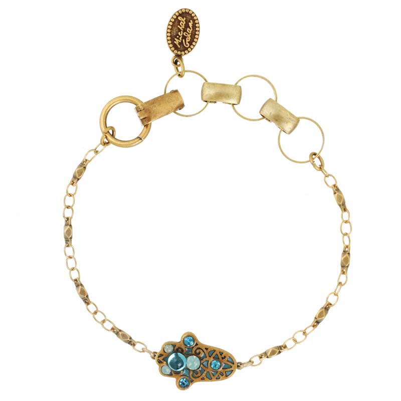 Aqua Gold Hamsa Bracelet