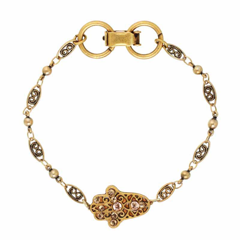 Gold Swirl Crystal Hamsa Bracelet
