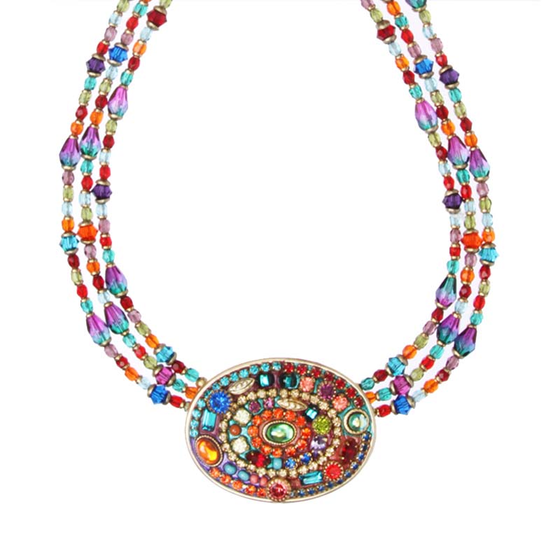 Multi Bright Oval Beaded Necklace