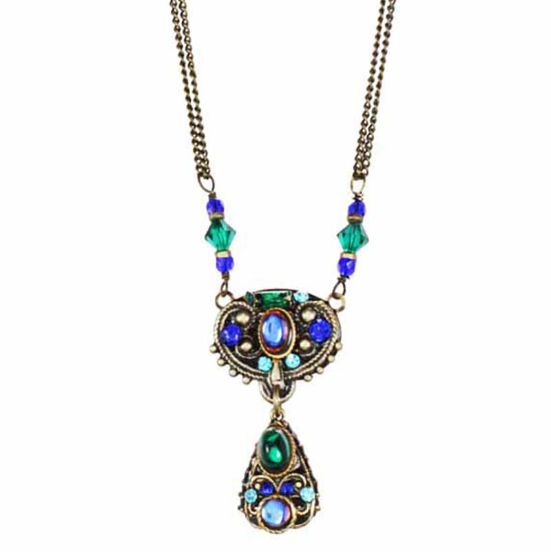 Peacock Oval Drop Necklace