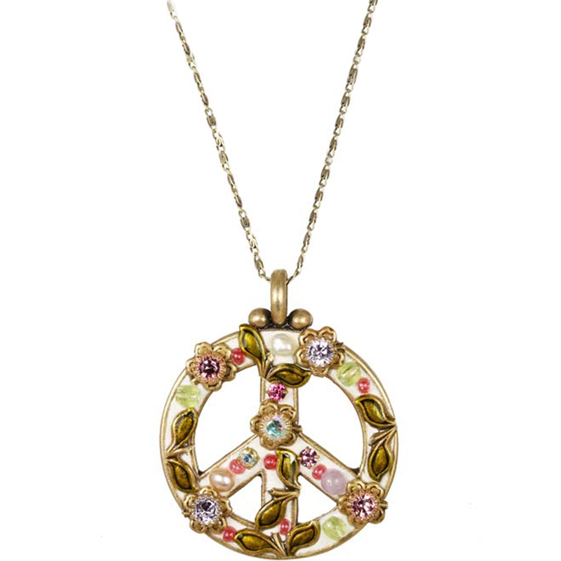 Pearl Blossom Peace Sign Necklace