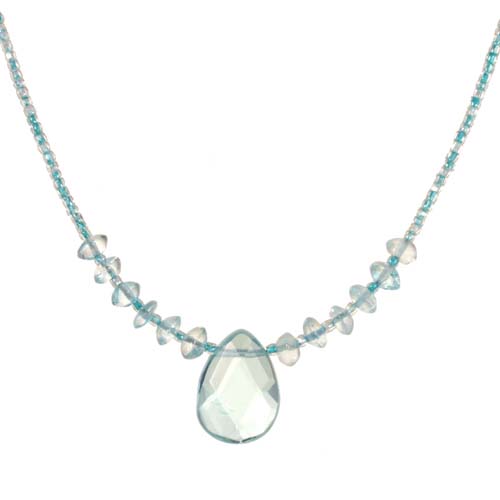 Aquamarine Clear Beaded Necklace
