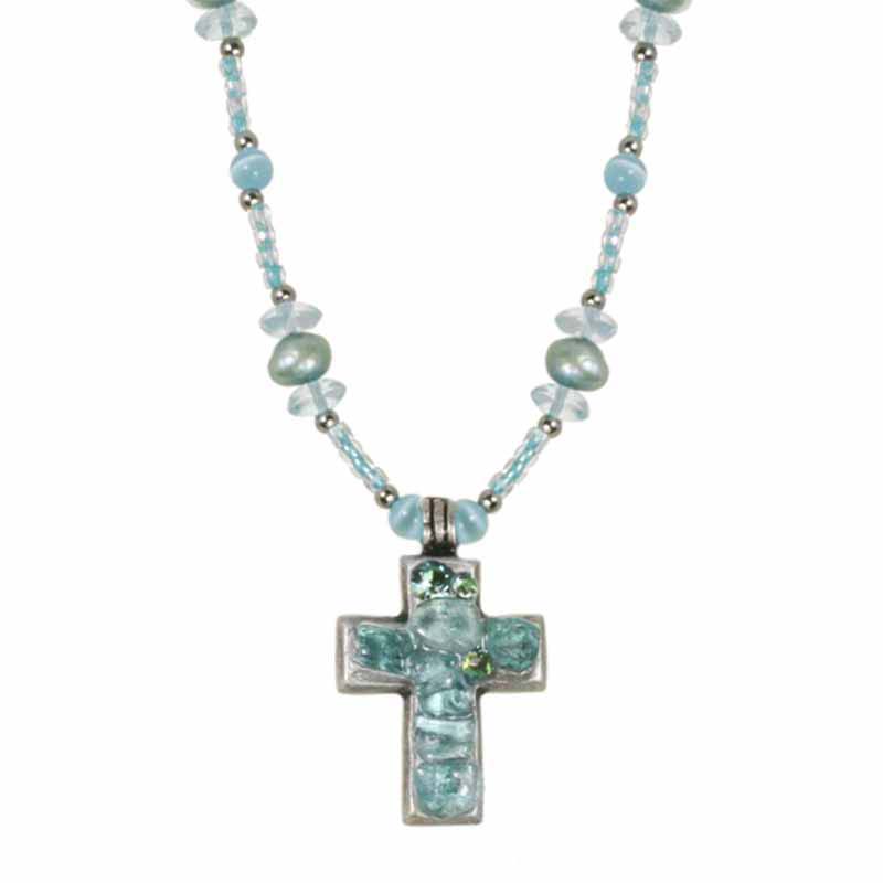 Aquamarine Small Cross Necklace