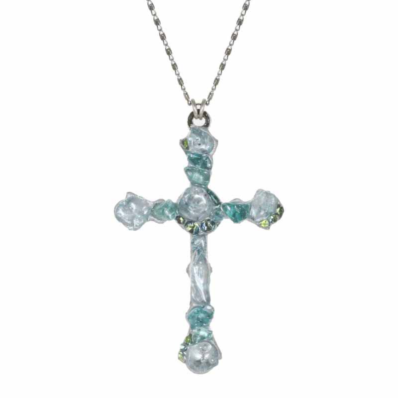 Aquamarine Large Cross Necklace