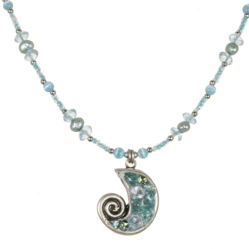 Aquamarine Swirl Necklace