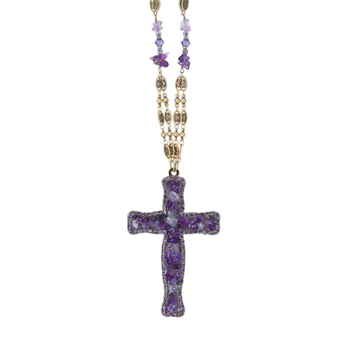 Violet Long Cross Necklace