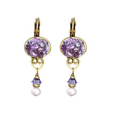 Violet Oval Drop Earrings