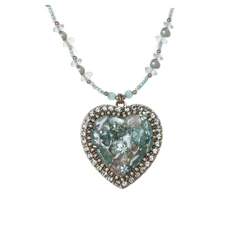 Aquamarine Medium Heart Necklace