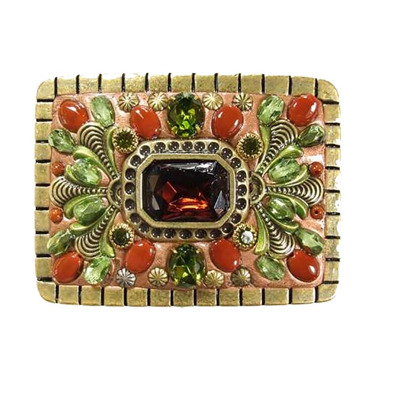 Green and Red Crystal Belt Buckle II