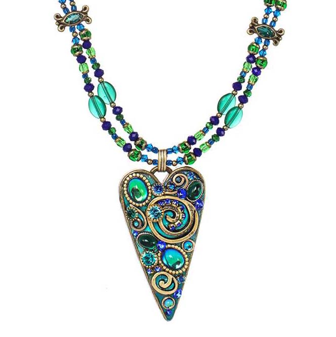 Emerald Long Heart Necklace