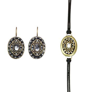 Art Deco Oval Earrings and Bracelet Set