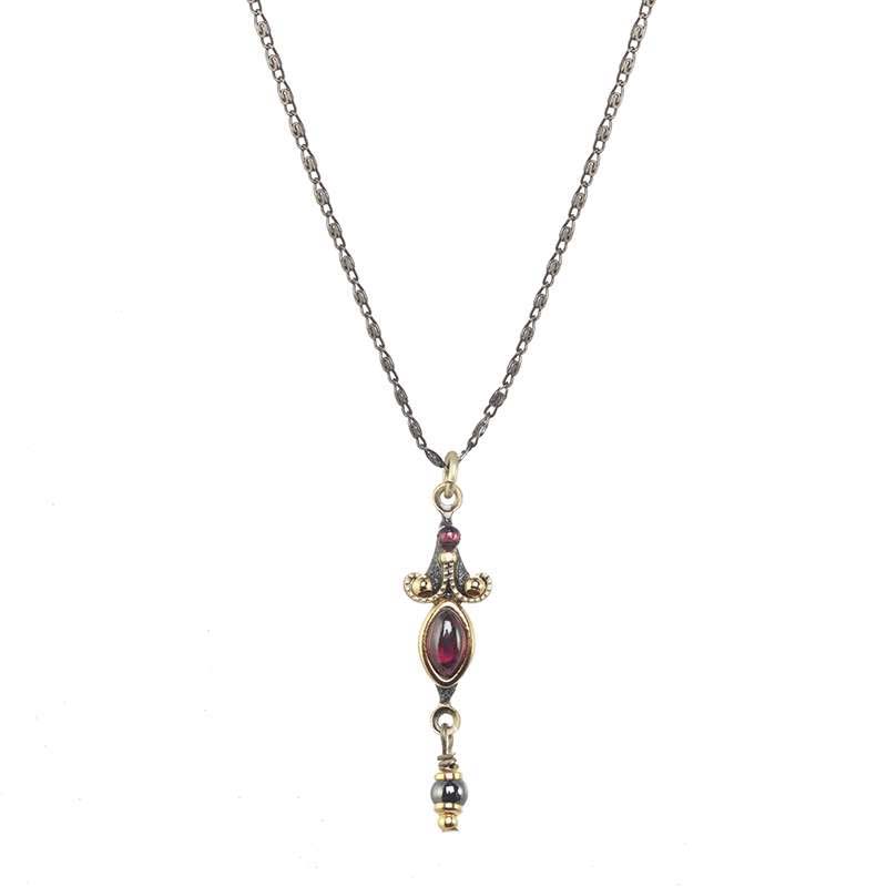 Delicate Garnet and Gold Drop Necklace