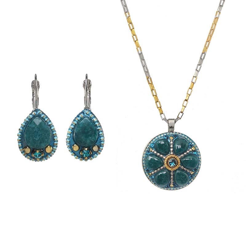 Azure Drop Necklace and Earrings Set