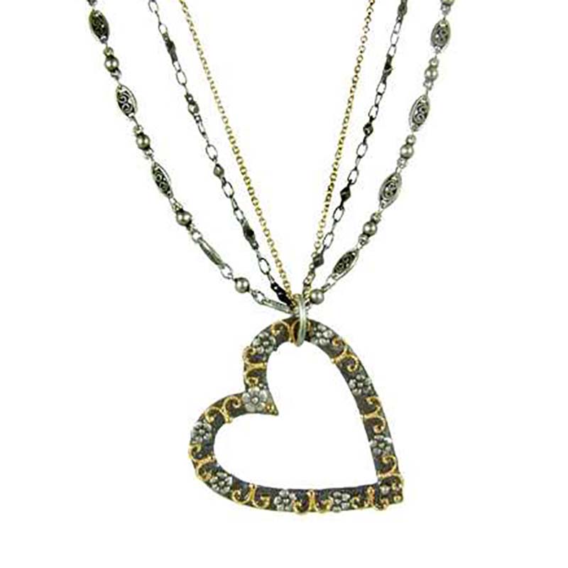 Metallika Open Heart Pendant Necklace
