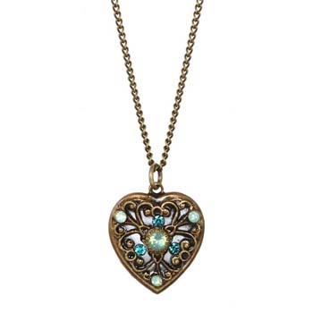 Light Blue Crystal Heart Necklace