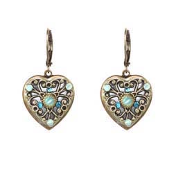 Light Blue Crystal Heart Earrings