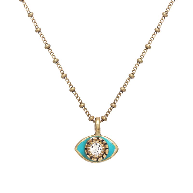 Mini Aqua and Gold Eye Necklace