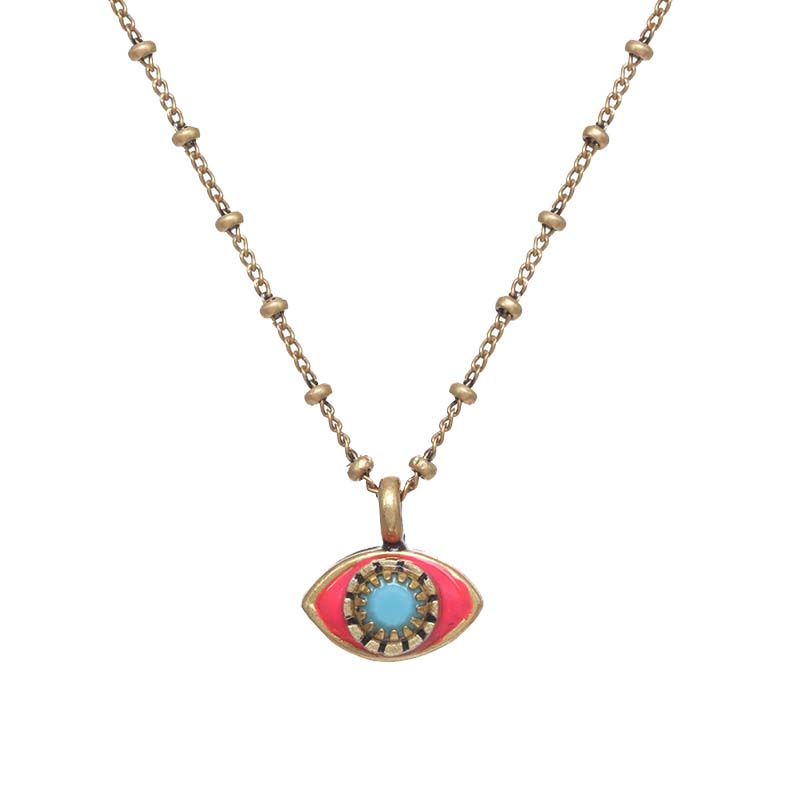 Mini Pink and Turquoise Eye Necklace