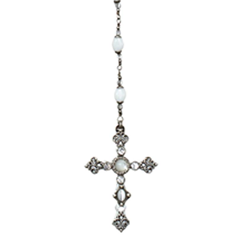 Icy Pearl Long Cross Necklace
