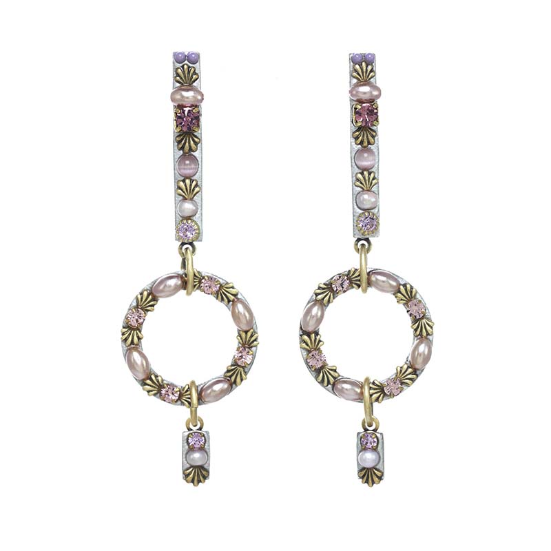 Lilac and Pearl Geometric Earrings