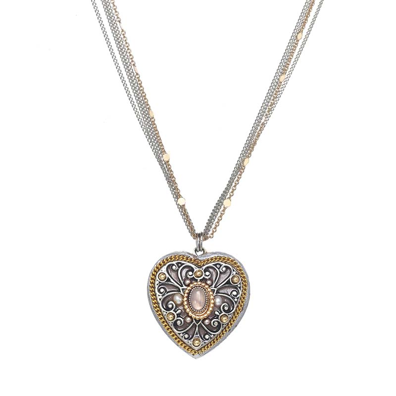 Rose Quartz Large Heart Necklace
