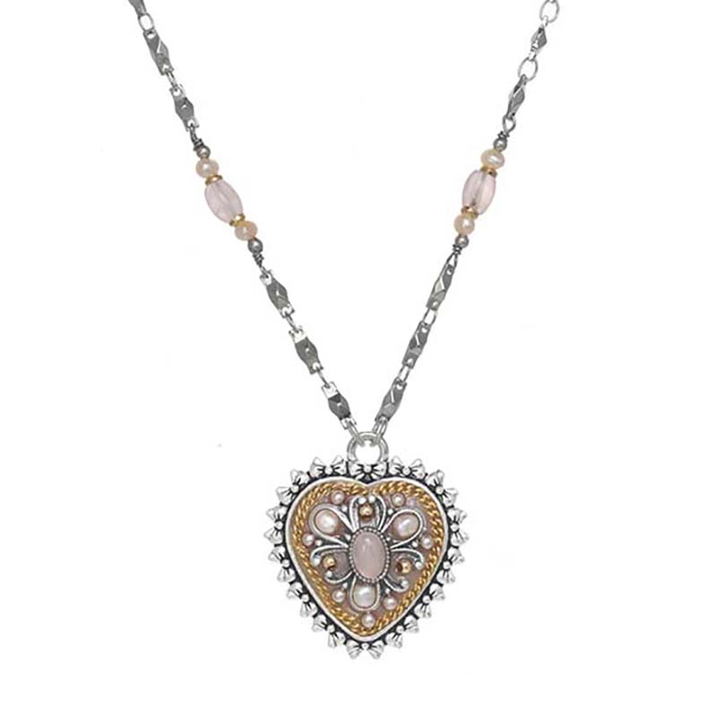 Rose Quartz Medium Heart Necklace
