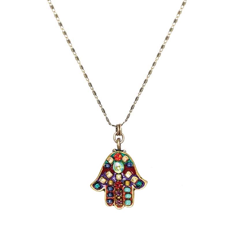 Multi Bright Hamsa Chain Necklace