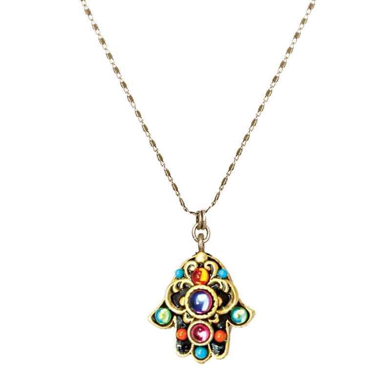 Kaleidoscope Hamsa Chain Necklace