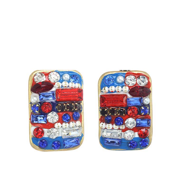 4th of July Rectangle Clip Earrings