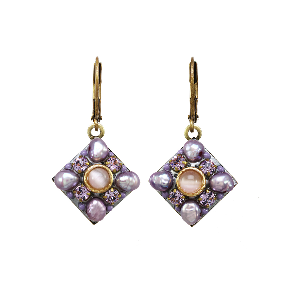 Lavender Diamond Lever Earrings