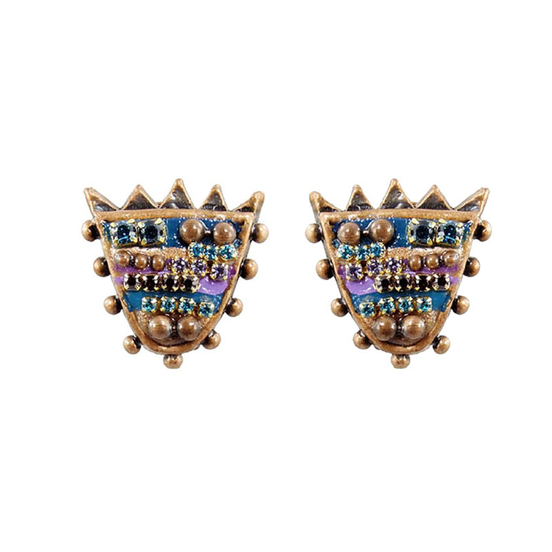 Deep Purple Shield Earrings