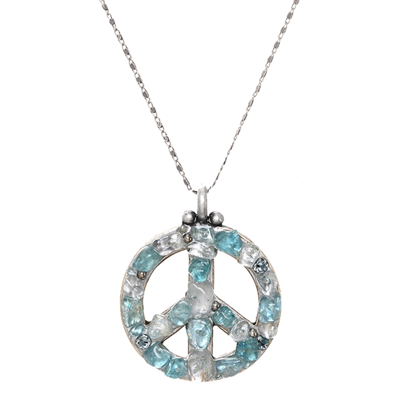 Aquamarine Peace Sign Necklace