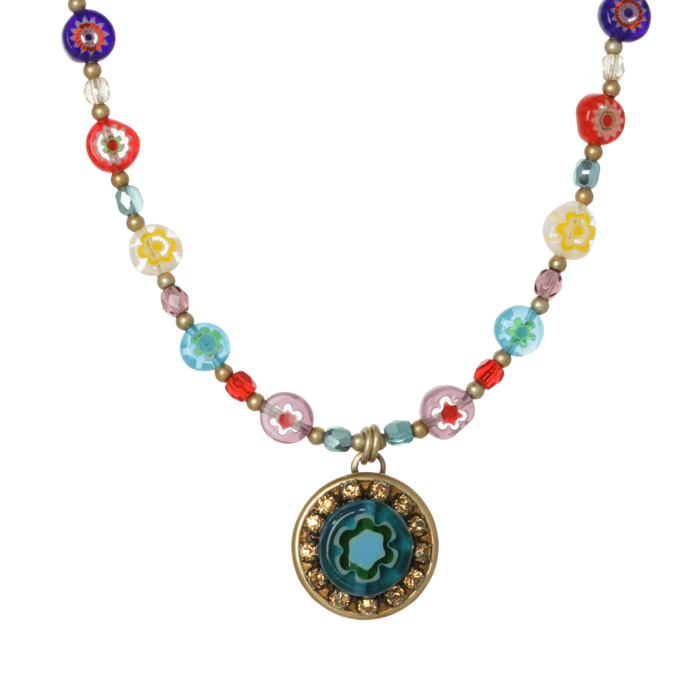 Multicolor Millefiori Small Circle Necklace