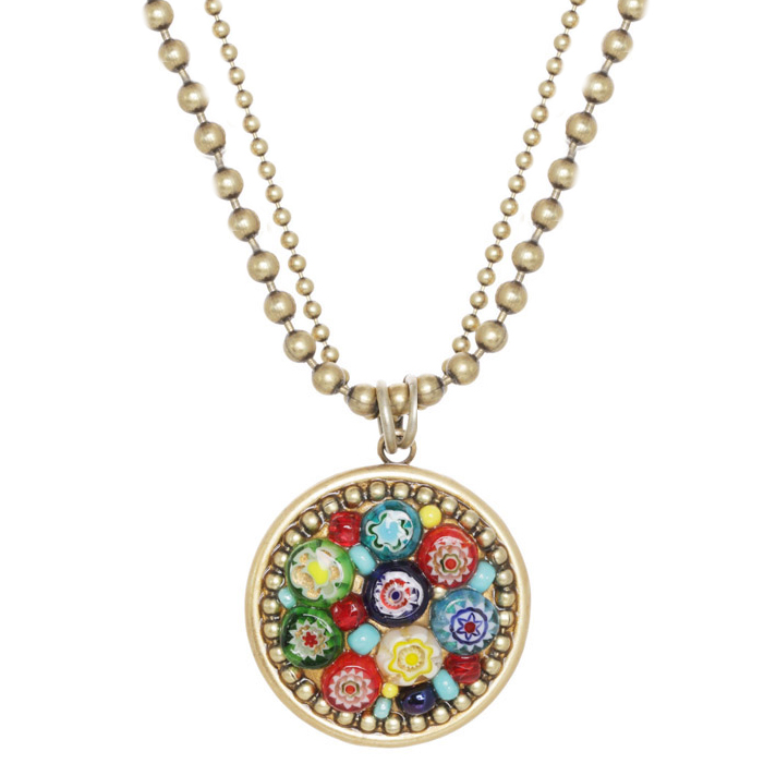 Multicolor Millefiori Circle Beaded Necklace