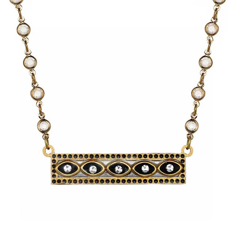Black and Gold Eye Bar Necklace
