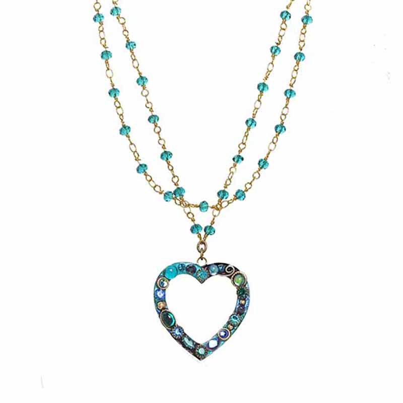 Emerald Heart Double Beaded Necklace