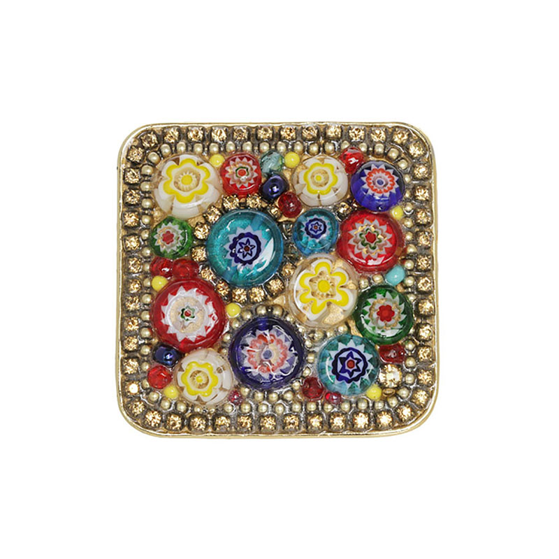 Multicolor Millefiori Bead Square Pin