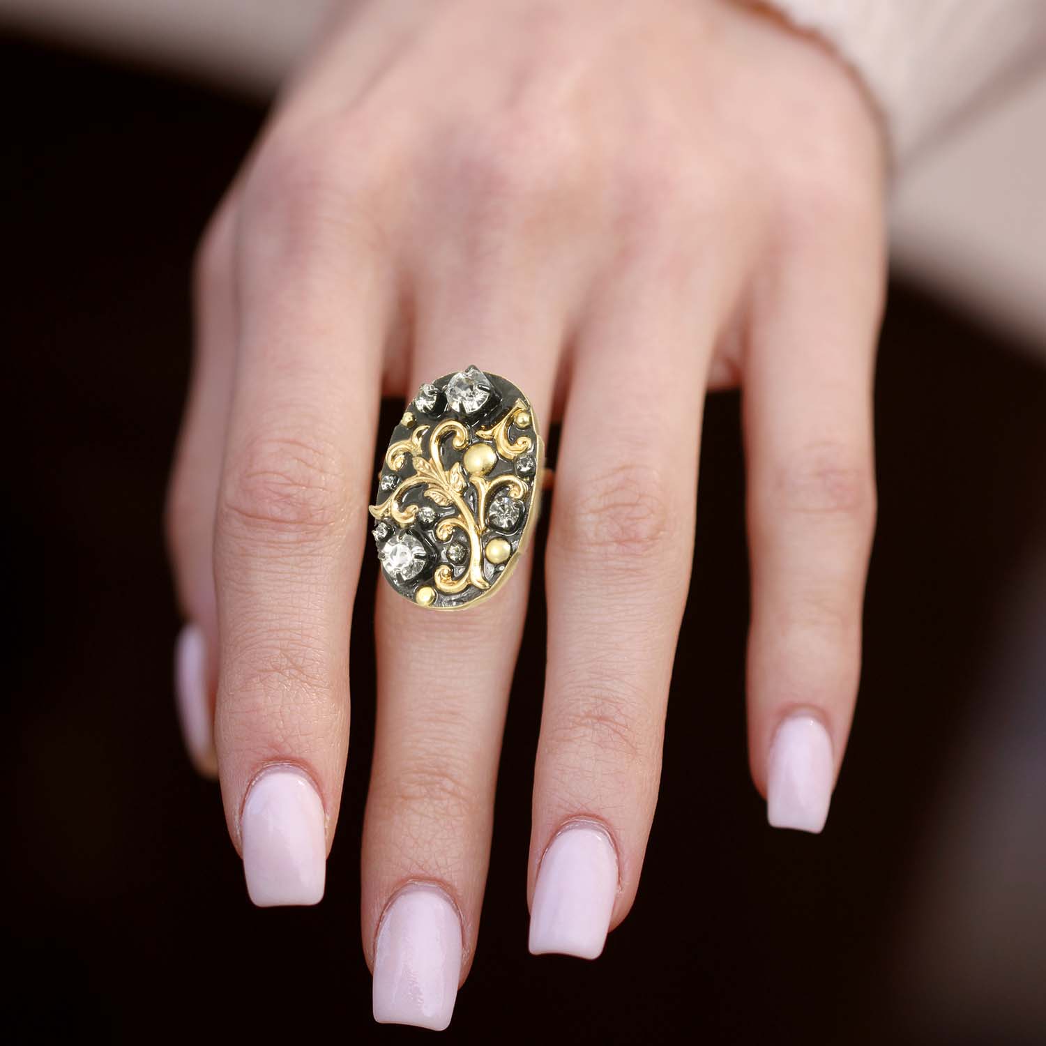 Black and Gold Oval Ring