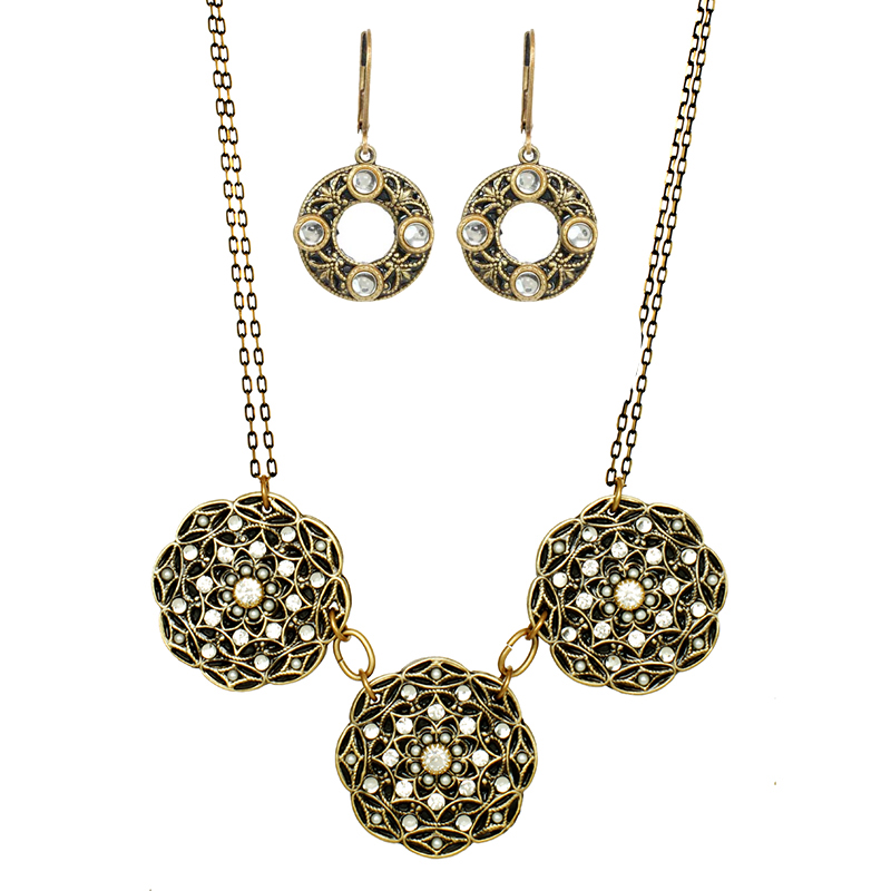 Art Deco Chandelier Necklace and Earrings Set