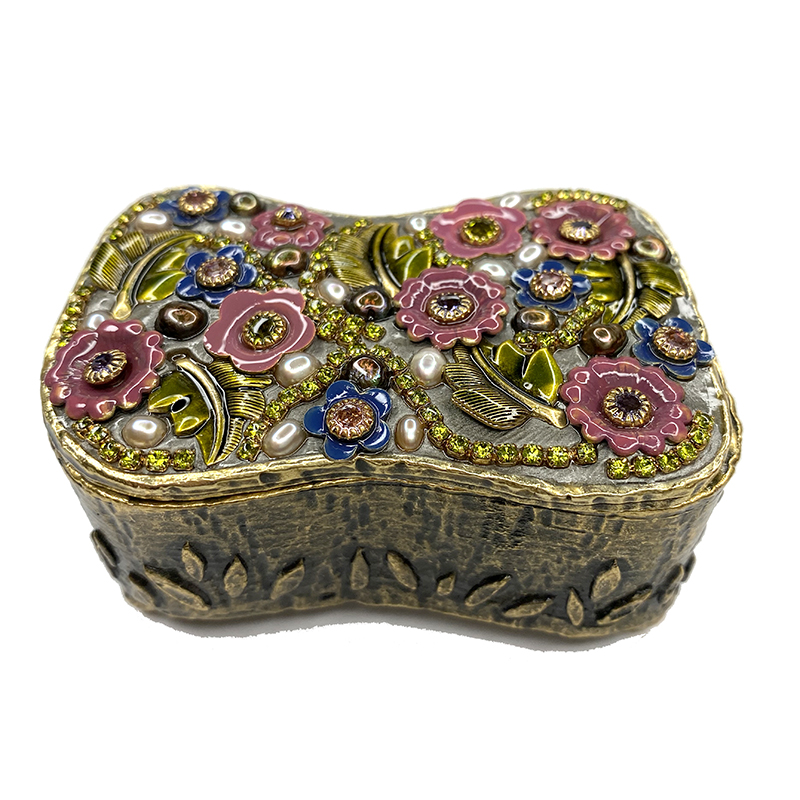 Pink and Blue Floral Jewelry Box