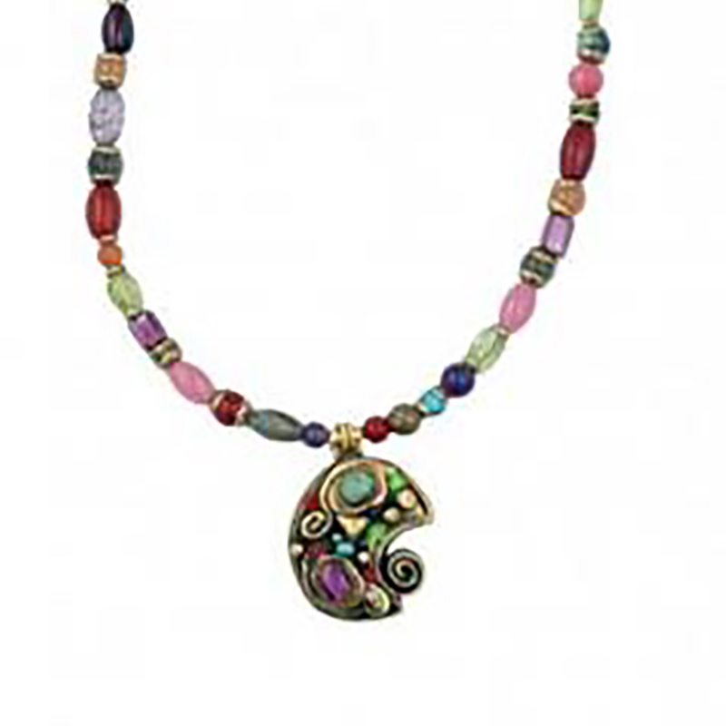 Multicolor Crescent Swirl Necklace