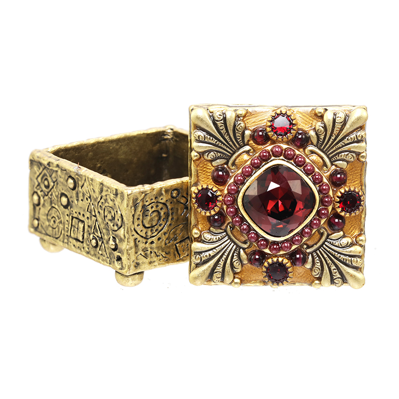 Small Garnet and Gold Crystal Jewelry Box