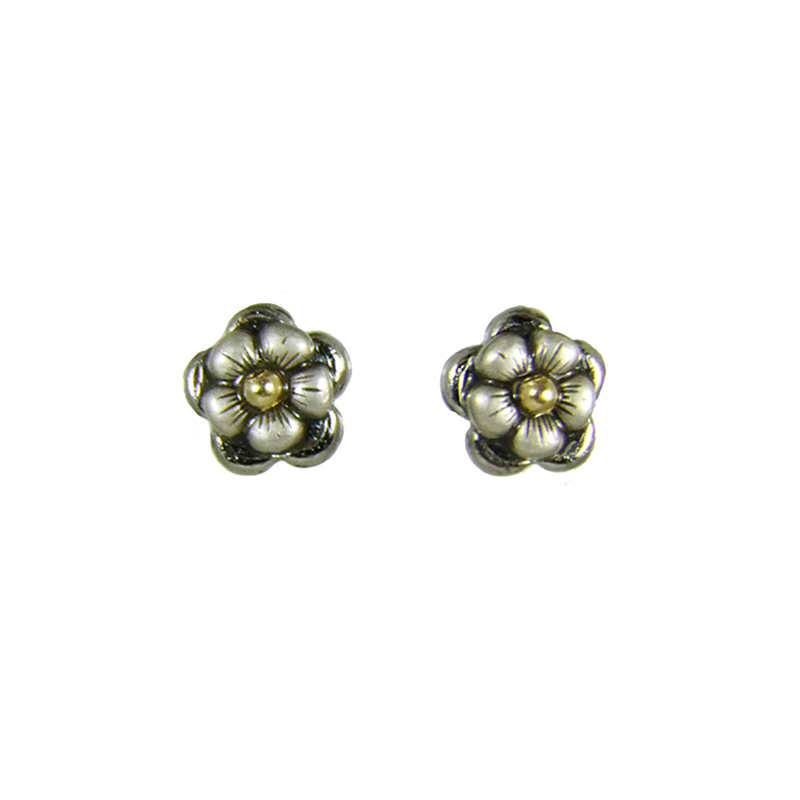 Tiny Silver Flower Stud Earrings