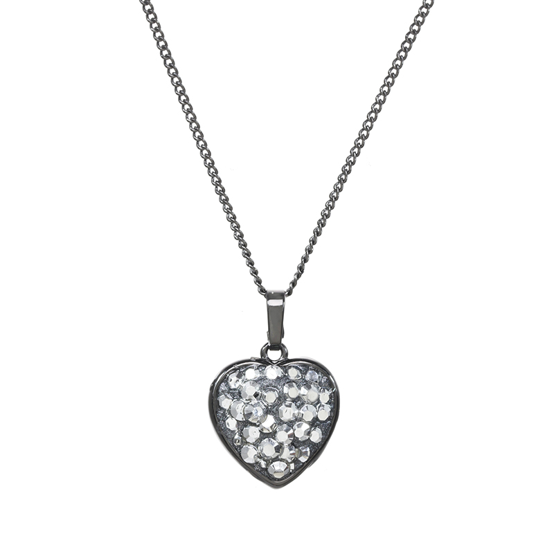 Silver Glitter Heart Necklace