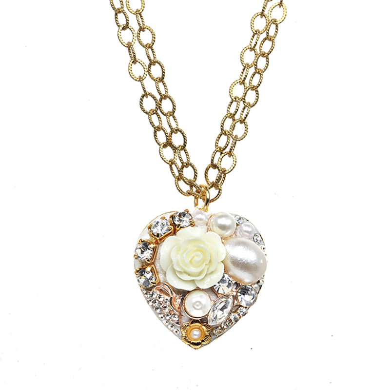 Frosted Bouquet Heart Necklace