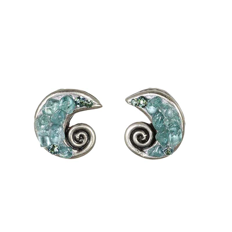 Aquamarine Swirl Clip Earrings