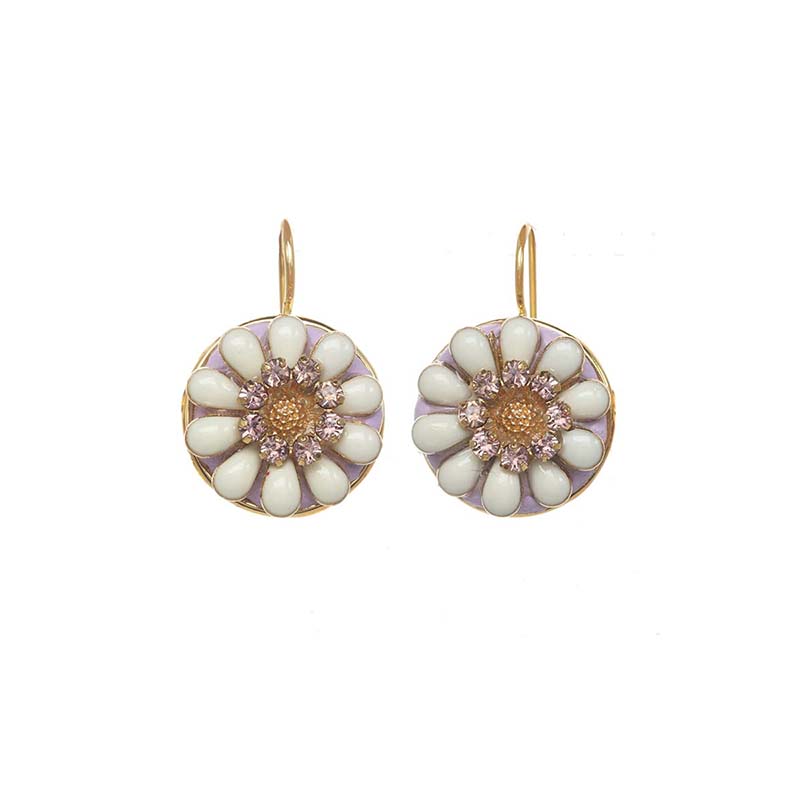White and Lavender Blossom Earrings